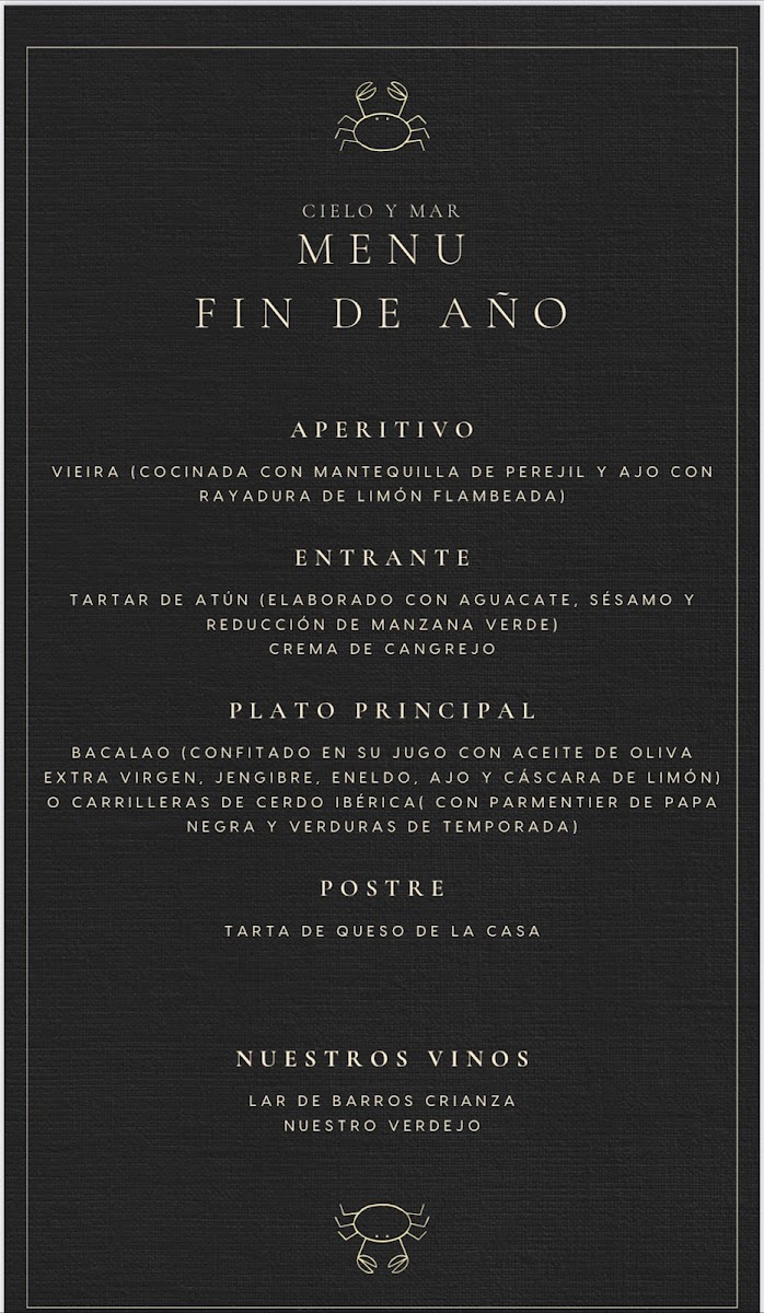 Cielo y mar Menu - Image 1